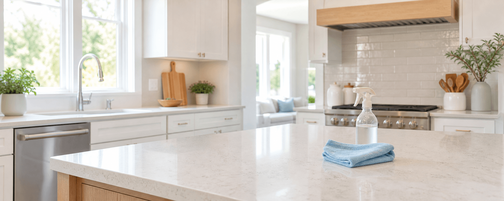 Bright, freshly cleaned residential kitchen